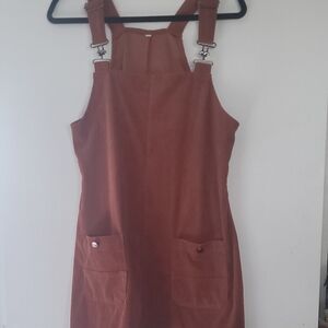 Sleeveless Brown Corduroy Pocket Dress